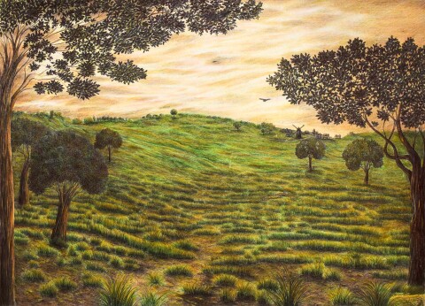 Landschap groen potlood