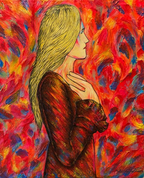 Woman abstract 2 acryl met structuur